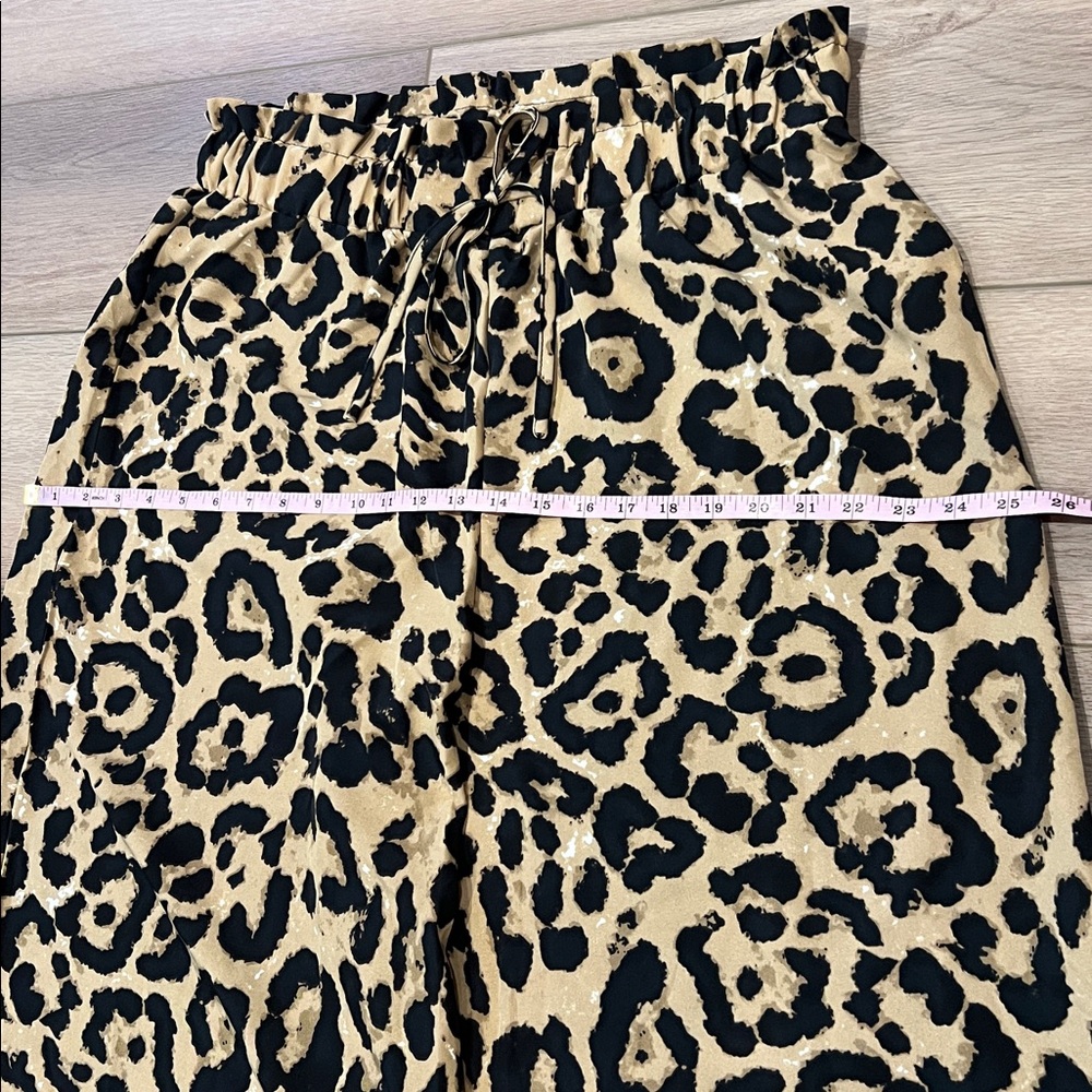 SHEIN Curve Leopard Wide Leg Pants Drawstring Elastic Waist - Picture 6 of 11